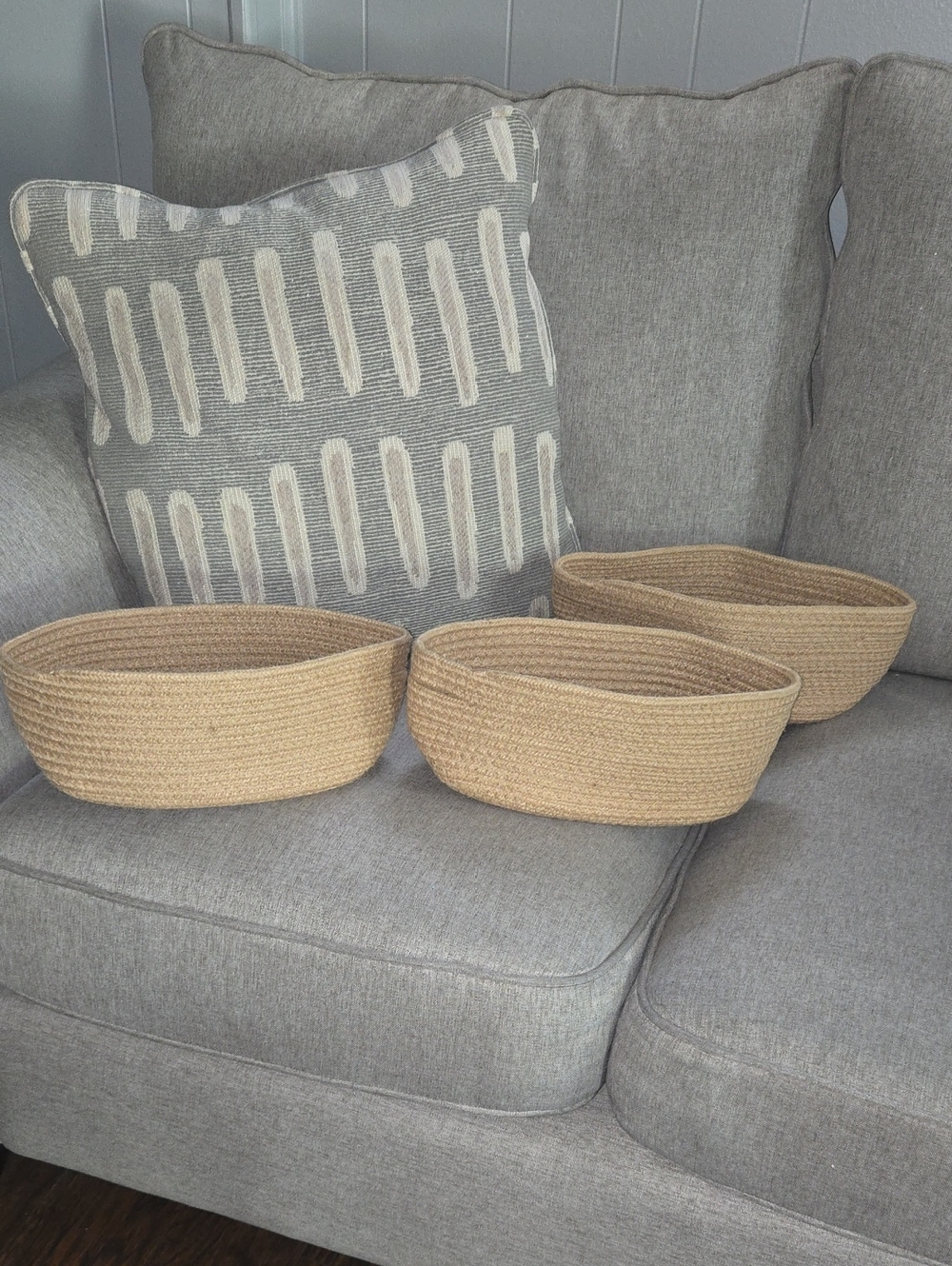 3 Handwoven JuteRope Baskets